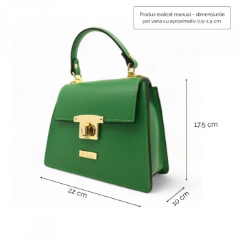 Geanta de mana din piele naturala Chic Minimal Verde - Img 4