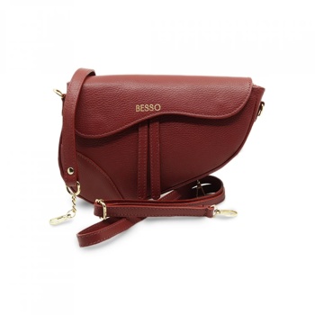 Geanta de mana din piele naturala Iconica Dark Cherry OUTLET DEFECT