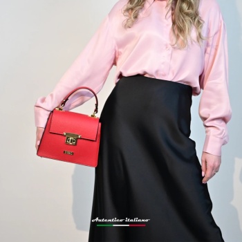 Geanta de mana din piele naturala Chic Minimal Rosie - Img 6