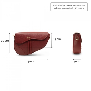 Geanta de mana din piele naturala Iconica Dark Cherry - Img 4