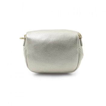 Borseta crossbody din piele naturala Sogno Festivo Argintie - Img 3