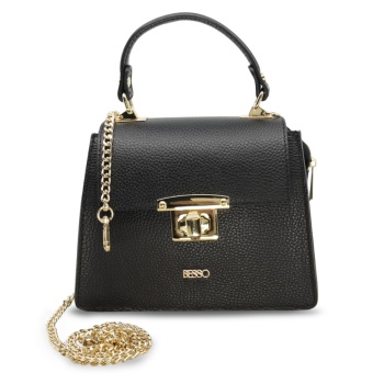 Geanta de mana din piele naturala Chic Minimal Neagra