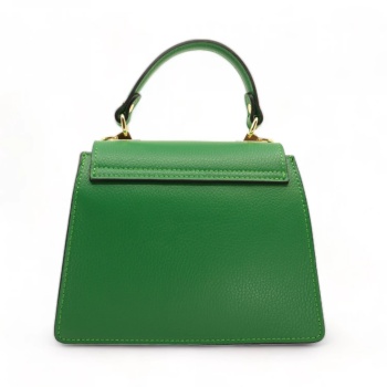 Geanta de mana din piele naturala Chic Minimal Verde - Img 3