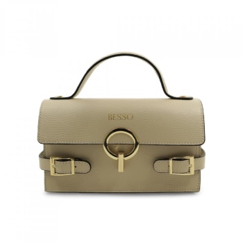 Geanta de mana din piele naturala Splendore Chic Crem