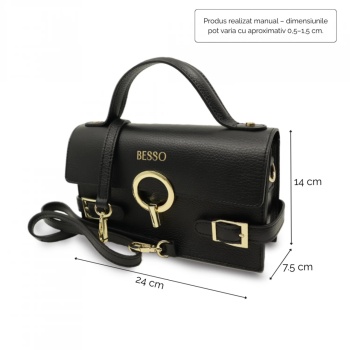 Geanta de mana din piele naturala Splendore Chic Neagra - Img 4