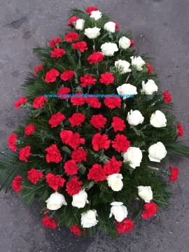 Coroane Funerare Ieftina Garoafe Rosi Cu Trandafiri Albi