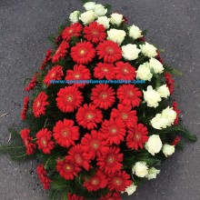 Coroane Funerare Gerbera Rosie Si Trandafiri Albi Imaculati