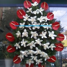 Coroane Funerare Bucuresti Anthurium Rosu si Orhidee Inperiala
