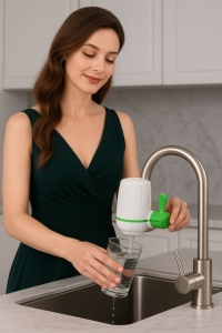 Dispozitiv de purificare a apei pentru robinet cu filtru Nano – sistem de filtrare in 7 trepte, rezerve incluse, montaj rapid fara scule, apa potabila curata si sanatoasa, ideal pentru bucatarie si baie - Img 3
