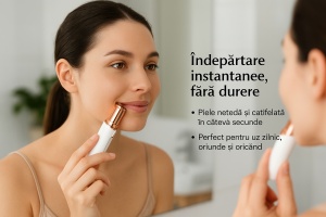 Epilator facial electric cu lumina LED, portabil si discret, functioneaza pe baterie, indepartare instant si nedureroasa a parului fin, potrivit pentru toate tipurile de piele, design elegant tip ruj, alb - Img 3