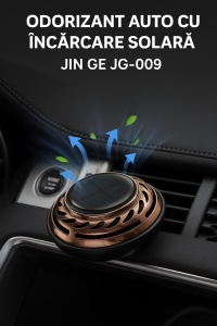Odorizant auto cu incarcare solara premium – aromaterapie, miros intens si de lunga durata, purificator de aer pentru masina, rotire automata si design elegant pentru bord, set cu arome incluse, negru - Img 6