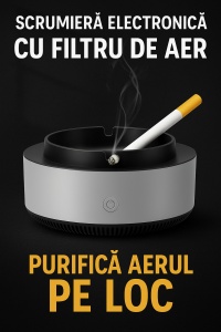 Scrumiera electronica cu baterii, filtru de aer si functie de purificare, anti-miros, design modern si compact pentru casa si birou – neutralizeaza fumul de tigara si purifica aerul - Img 6
