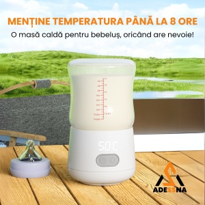 Incalzitor biberoane portabil ADESSNA, temperatura reglabila 37/40/45/50°C, baterie reincarcabila USB, autonomie lunga, incalzire rapida, compatibilitate universala cu 5 adaptoare, fara fir, husa transport inclusa, ideal pentru calatorii, fara BPA - Img 3