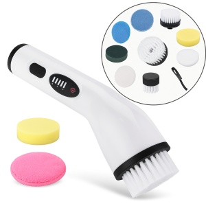 Perie de curatare electrica rotativa 9 in 1, reincarcabila, capete interschimbabile, 2 viteze, brat telescopic 30–137 cm, waterproof IPX7, curatare eficienta pentru baie, bucatarie si podele, autonomie 90 min, alb - Img 2