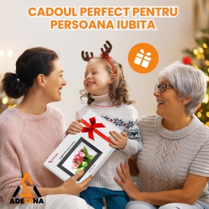 Rama foto digitala ADESSNA 10.1” IPS HD, Wi-Fi, aplicatie pentru telefon Frameo, card cadou 32GB, difuzor integrat, redare foto/video MP3/MP4, slot USB/SD, Sleep Mode, data/ora/meteo, design elegant, negru - Img 6