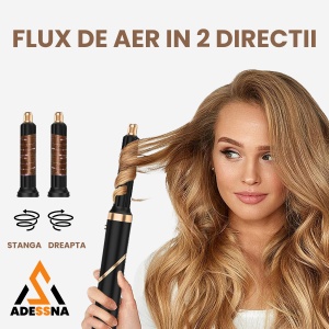 Uscator de par multifunctional 5 in 1 ADESSNA, 1000W, tehnologie cu ioni negativi, 3 trepte de temperatura, 5 capete interschimbabile, functii de uscare, indreptare, ondulare, volumizare si stilizare, design ergonomic pliabil - Img 5