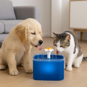 Fantana de apa automata pentru animale de companie, capacitate 2L, ultra-silentioasa, filtru carbune activ cu filtrare tripla, lumina LED, recirculare continua si alimentare USB, hidratare sanatoasa non-stop - Img 2