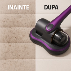Aspirator Wireless Anti-Acarieni pentru Pat și Canapea, 100W, 8000Pa, Lumină UVC Sterilizantă, Filtru HEPA, Baterie Reîncărcabilă, Portabil - Img 2