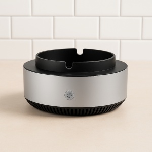 Scrumiera electronica cu baterii, filtru de aer si functie de purificare, anti-miros, design modern si compact pentru casa si birou – neutralizeaza fumul de tigara si purifica aerul