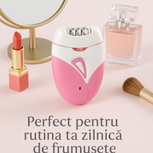 Epilator electric reincarcabil USB pentru femei, 2 viteze, autonomie 40 minute, sistem de masaj si discuri eficiente, indeparteaza firele scurte de par pentru o piele fina, cu accesorii incluse, roz/alb - Img 2