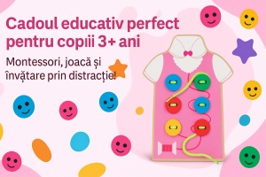 Joc educativ Montessori din lemn – exercitii de legare a sireturilor si incheiat nasturi colorati, dezvoltarea motricitatii fine, coordonarii si autonomiei copiilor, jucarie practica de invatare prin joaca, recomandat 3+ ani, multicolor - Img 5