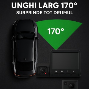 Camera de bord auto tripla DVR Adessna – Full HD 1080P, Night Vision, G-Sensor, unghi 170°, ecran 2.4”, inregistrare automata fata/interior/spate, suport card pana la 32GB, instalare rapida - Img 5