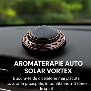 Odorizant auto cu incarcare solara premium – aromaterapie, miros intens si de lunga durata, purificator de aer pentru masina, rotire automata si design elegant pentru bord, set cu arome incluse, negru - Img 5