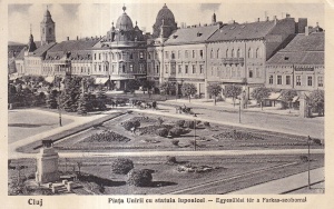 Cluj. Piata Unirii cu statuia lupoaicei (1929, necirculata)