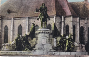Cluj. Statuia Matei Corvinul (circulata 1931)
