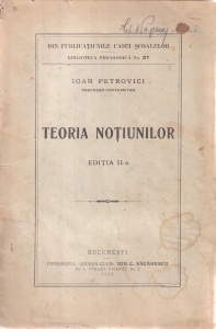 Ioan Petrovici - Teoria notiunilor (1925)