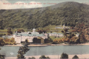 Manastirea Cozia privita de peste Olt. Vederi din Calimanesti (circulata 1907)