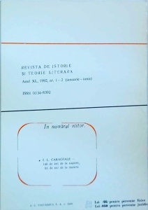 Revista de istorie si teorie literara. Ianuarie - Iunie 1992 - Img 2