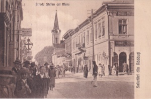 Salutari din Radauti. Strada Stefan cel Mare (circulata 1927)