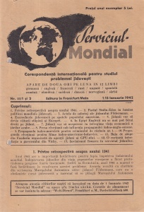Serviciul Mondial. Corespondenta internationala pentru studiul... nr. III/1 si 2, 1/15 ianuarie 1942
