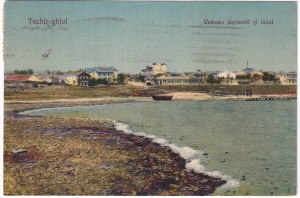 Techir-ghiol. Vedere Generala si lacul (circulata 1922)