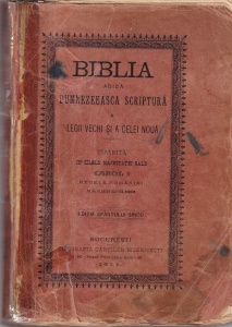 BIBLIA adica Dumnezeeasca Scriptura a Legii Vechi si a celei Noua. Tiparita in zilele Majestatii sale Carol I, Regele Romaniei in al 49 an de slavita domnie. Editia Sfantului Sinod (1914)