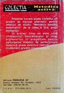 Costica Lupu, Dumitru Savulescu - Metodica predarii matematicii. Manual pentru clasa a XI-a Licee pedagogice - Img 2