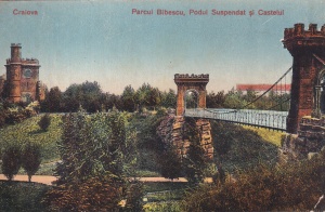 Craiova. Parcul Bibescu, Podul Suspendat si Castelul (circulata 1925)