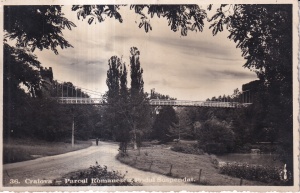 Craiova. Parcul Romanescu, Podul Suspendat (circulata 1937)