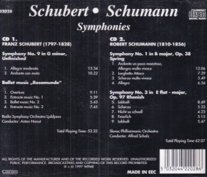 Schubert Schumann - Symphony No. 9 "Unfinished". Symphony "Rhenish" (2 CD) - Img 2