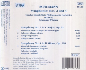 Schumann - Symphonies No. 2, Op. 61 . No. 4, Op. 120. Czecho-Slovak State Philharmonic Orchestra (Kosice) - Img 2
