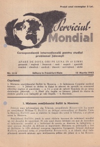Serviciul Mondial. Corespondenta internationala pentru studiul..., nr. III/6, 15 martie 1942