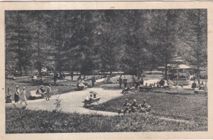Slanic-Moldova. Vederea parcului (circulata 1934)