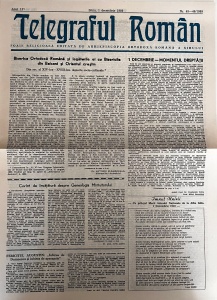 Telegraful roman, nr. 45-46/1990, 1 decembrie 1989. Foaie religioasa editata de Arhiepiscopia Ortodoxa Romana a Sibiului