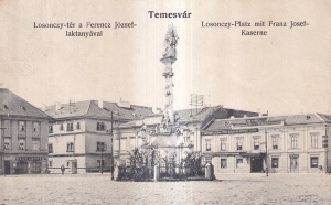 Timisoara / Temesvar. Losonczy-ter a Ferencz Jozsef-laktanyavalLosonczy-Platz mit Franz Josef-Kasernene (circulata 1906)