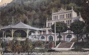 Baile Herculane / Herkulesfurdo. Gyogyhaz es setany zene pavillonal (circulata)