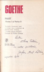 Goethe - Faust (cu autograful si dedicatia lui Stefan Aug. Doinas)