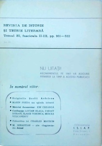 Revista de istorie si teorie literara. Aprilie - Septembrie 1986 - Img 2