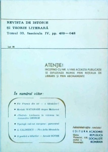 Revista de istorie si teorie literara. Octombrie - Decembrie 1984 - Img 2
