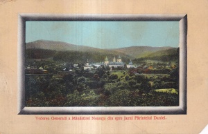 Vederea Generala a Manastirei Neamtu din spre Jazul Parintelui Daniel (circulata 1912)